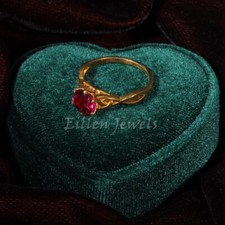7mm Round Ruby Ring, Red Ruby Engagement Ring 925 Sterling Silver Ruby Ring