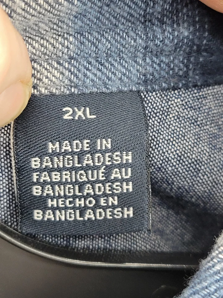 Camisa Ralph Lauren Chaps Para Hombres 2XL Azul Azteca Rayas Franela Cepillada Abotonada Foto 4 de 4