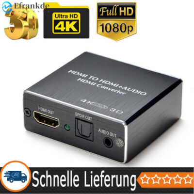 4K HDMI Audio Extractor Converter Konverter HDMI zu SPDIF Unterstützung 3D DE