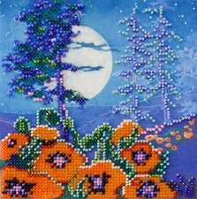 DIY Bead Embroidery Kit Full Moon Beaded stitching needlepoint beadwork