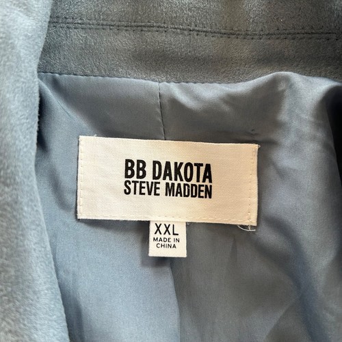 BB Dakota by Steven Madden Faux Suede Front Zip Moto Jacket Blue Size XXL - Picture 3 of 8