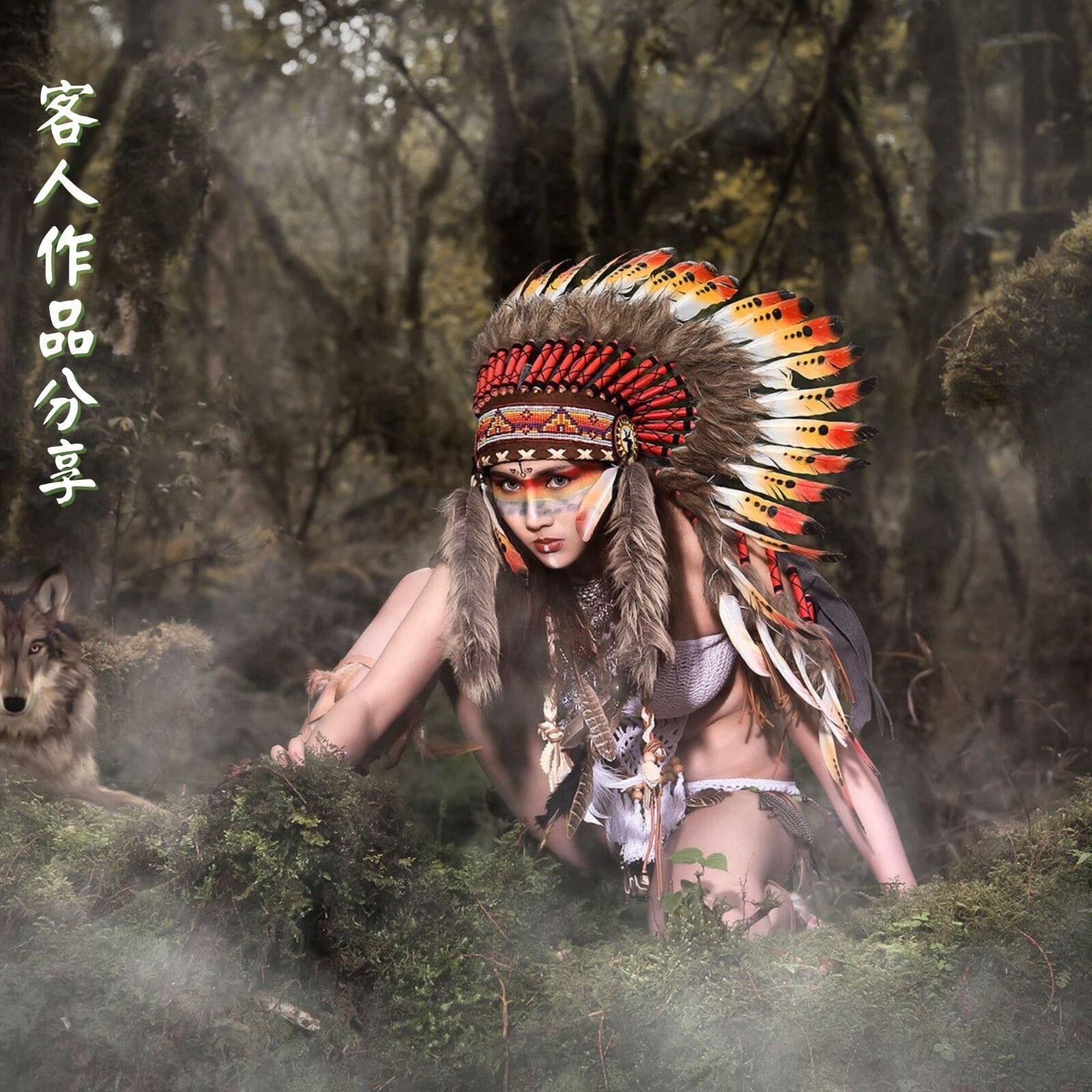 Import Duties Apply】Handmade Indian Chief Headdress 