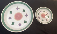 2 Caleca Belvidere Hand Painted 8" & 14" Large Pasta Serving Bowl Pastel Italy