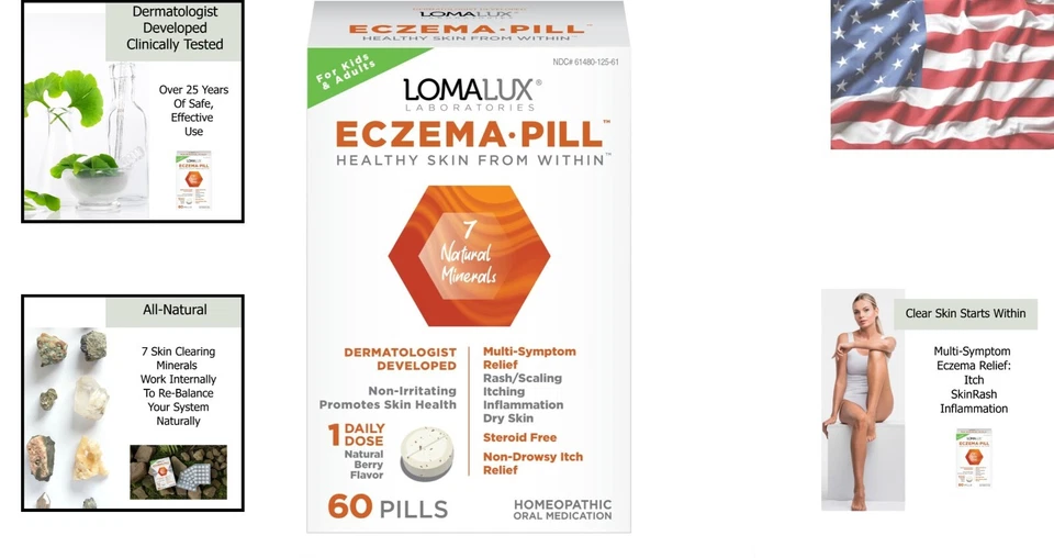 Píldora Natural Alivio Eczema - 60 Cápsulas, Desarrollada por Dermatólogo para Todas las Edades Foto 2 de 4