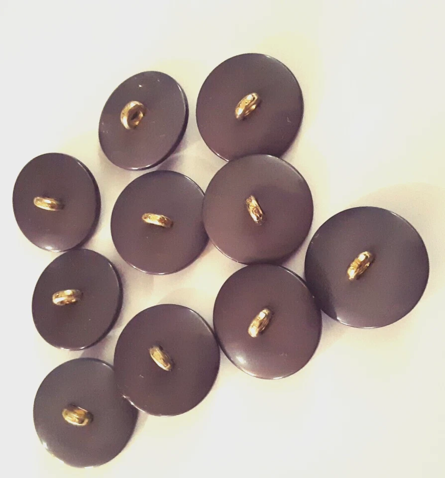 10 Vintage Marbled Gray w/ Gold Metal Center Shank Buttons Flower 15mm - Image 4 of 4