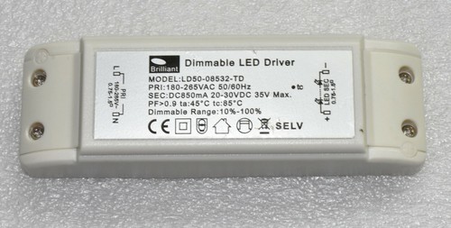 Transformador transformador controlador LED BRILLANTE LD50-08532-TD 20-30 VDC 850mA regulable - Imagen 3 de 3