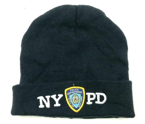 NYPD Police Beanie Hat Cap Navy Blue 