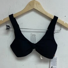 Calia Women's Swim Collection Tie Front Racerback Bikini Top Pure Black WSA22200