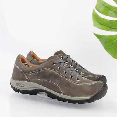 Keen Womens Presidio II Sneaker Size 6.5 Brown Leather LaceUp Shoe Work Athletic
