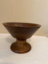 Vintage Walnut Wood Pedestal Bowl