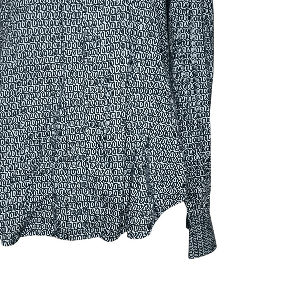 Camisa de vestir French Connection negra manga larga abotonada talla L lengüeta enrollable Foto 3 de 4