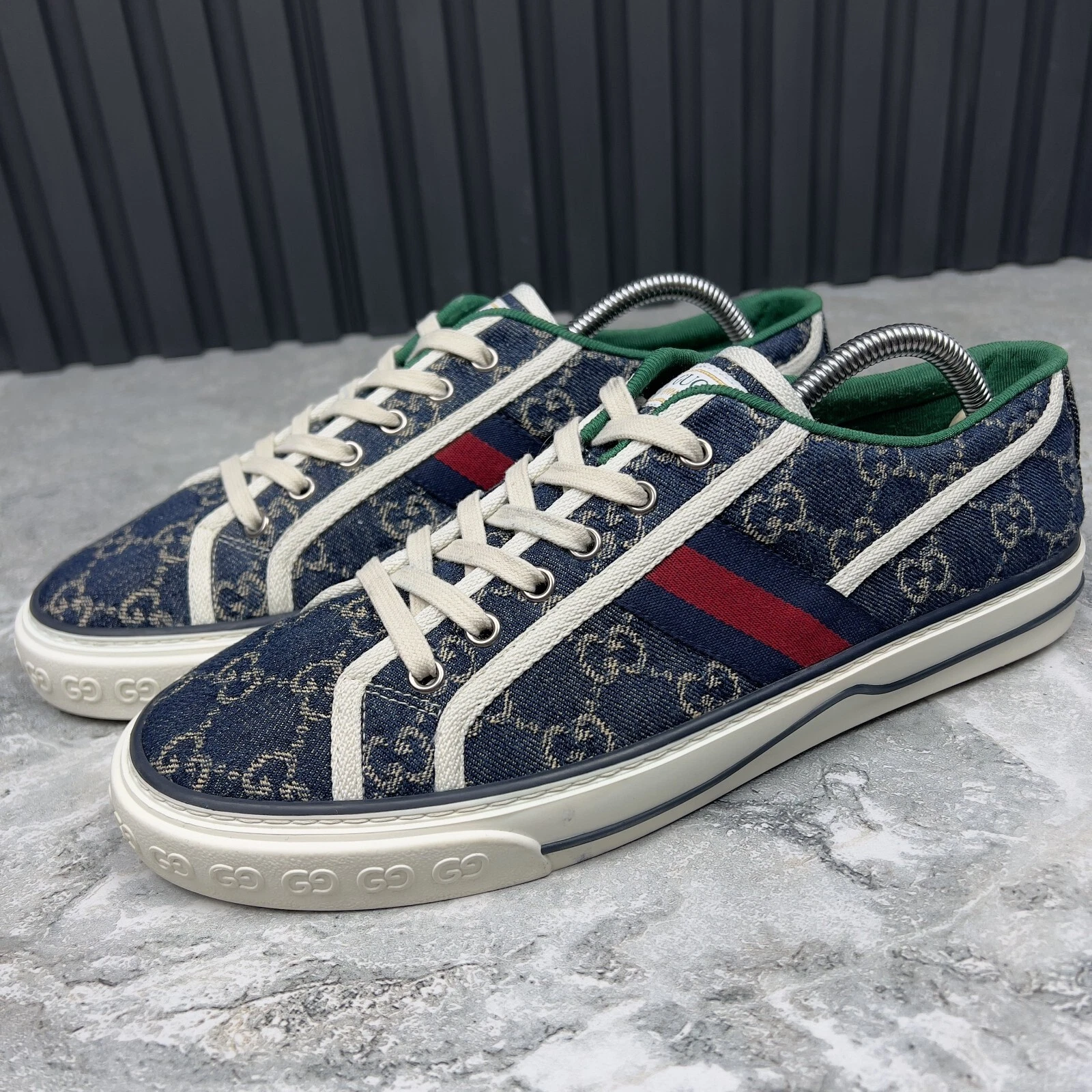 Baskets basses GUCCI Tennis 1977 GG tissu bleu monogramme 8 G ou 8,5 US