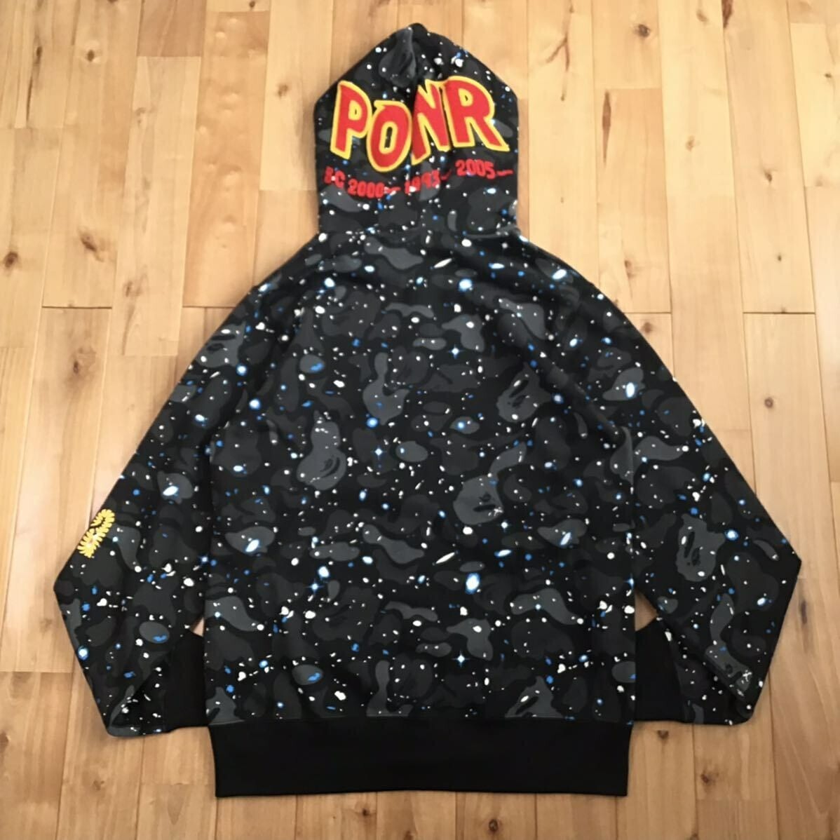 Glow in the dark BAPE Space camo shark full zip hoodie A