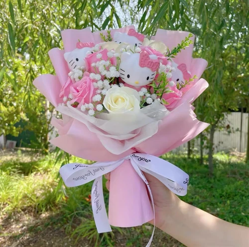 Kitty Blumenstrauß Handgemacht Künstliche Blume Valentinstagsgeschenk - Bild 2 von 6