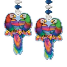 Luau Party Tropical Parrot Hanging Danglers 2 Pack Luau Party Decorations