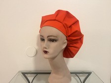 Women's Bouffant Scrub Cap Surgical Hat Medical Caps Solid Orange Color