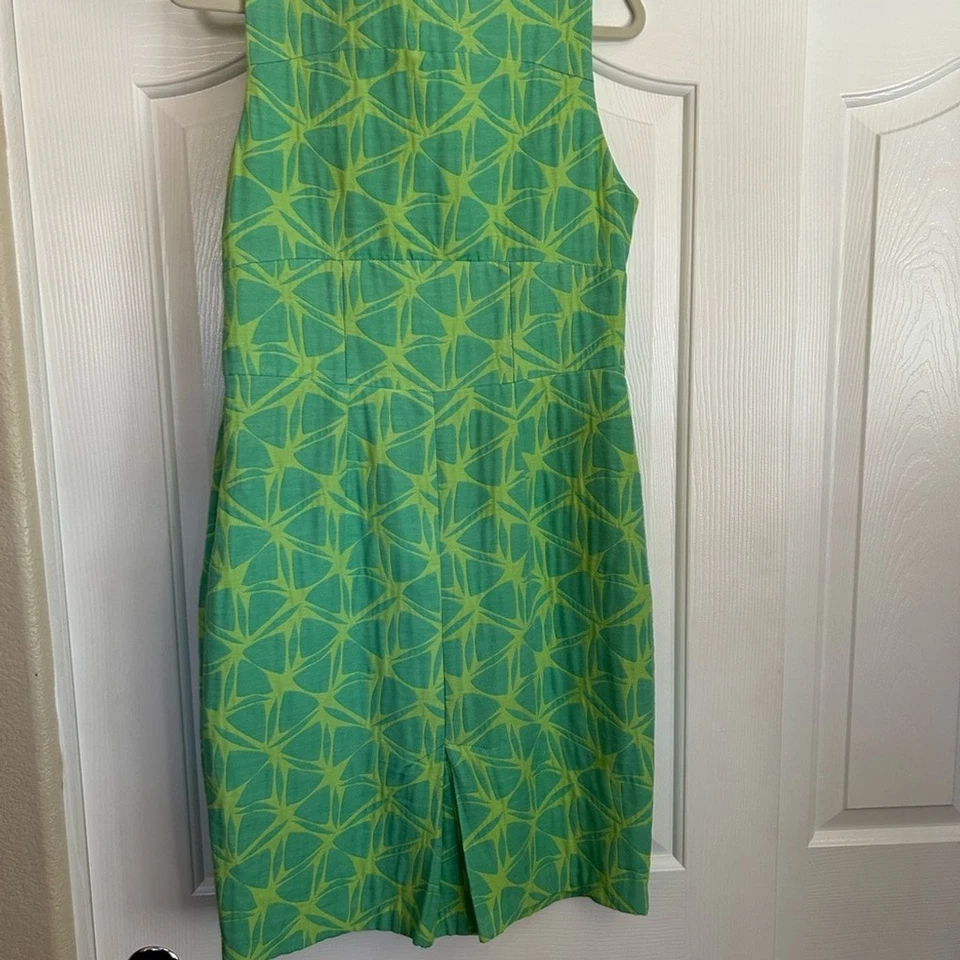Eva Franco Anthropologie Lime Green/Aqua Textured 60’s Vibe Flattering Waist 10 - Image 4 of 4