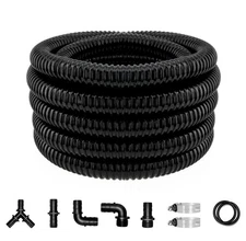 LONGRUN Pond Tubing 1 Inch Diameter 20.7 Feet Long Corrugated Flexible Hose Pipe
