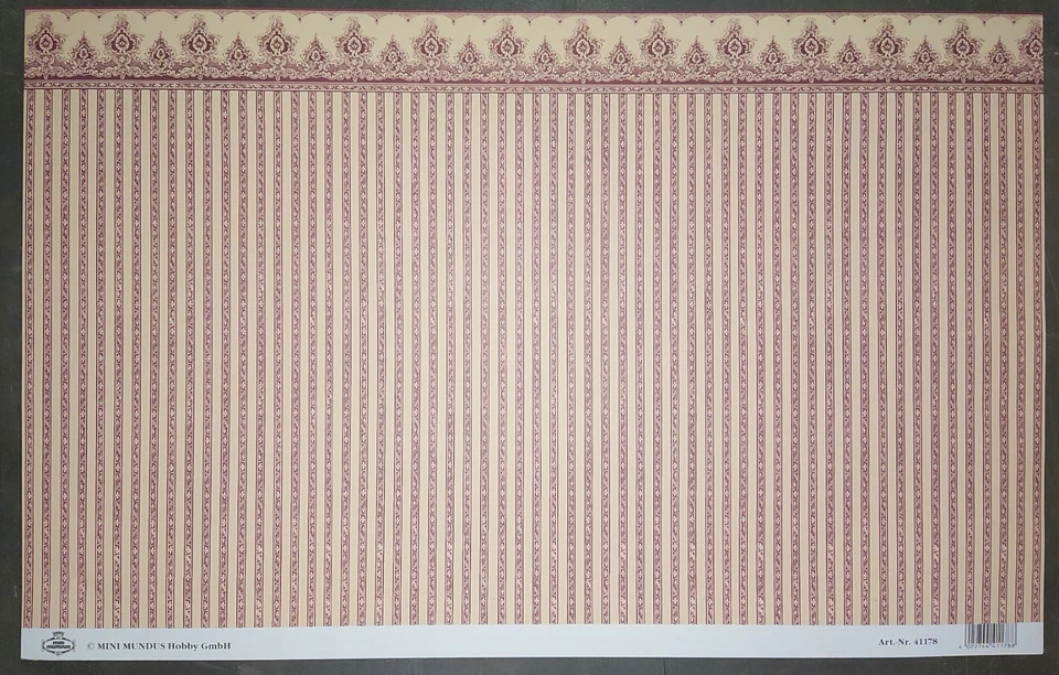 41178 - Tapete MINI MUNDUS für Puppenhaus Puppenstube "Streifen/Ornamente" 1:12 - Bild 2 von 2