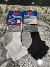 MENS HANES Cool Dri  3 PACK Ankle Socks With Ventilation Panels, SIZE 6-12 2
