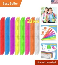 32 Pack Clear Plastic Ruler 12 Inch, Rulers Bulk for Classroom, Transparent A...