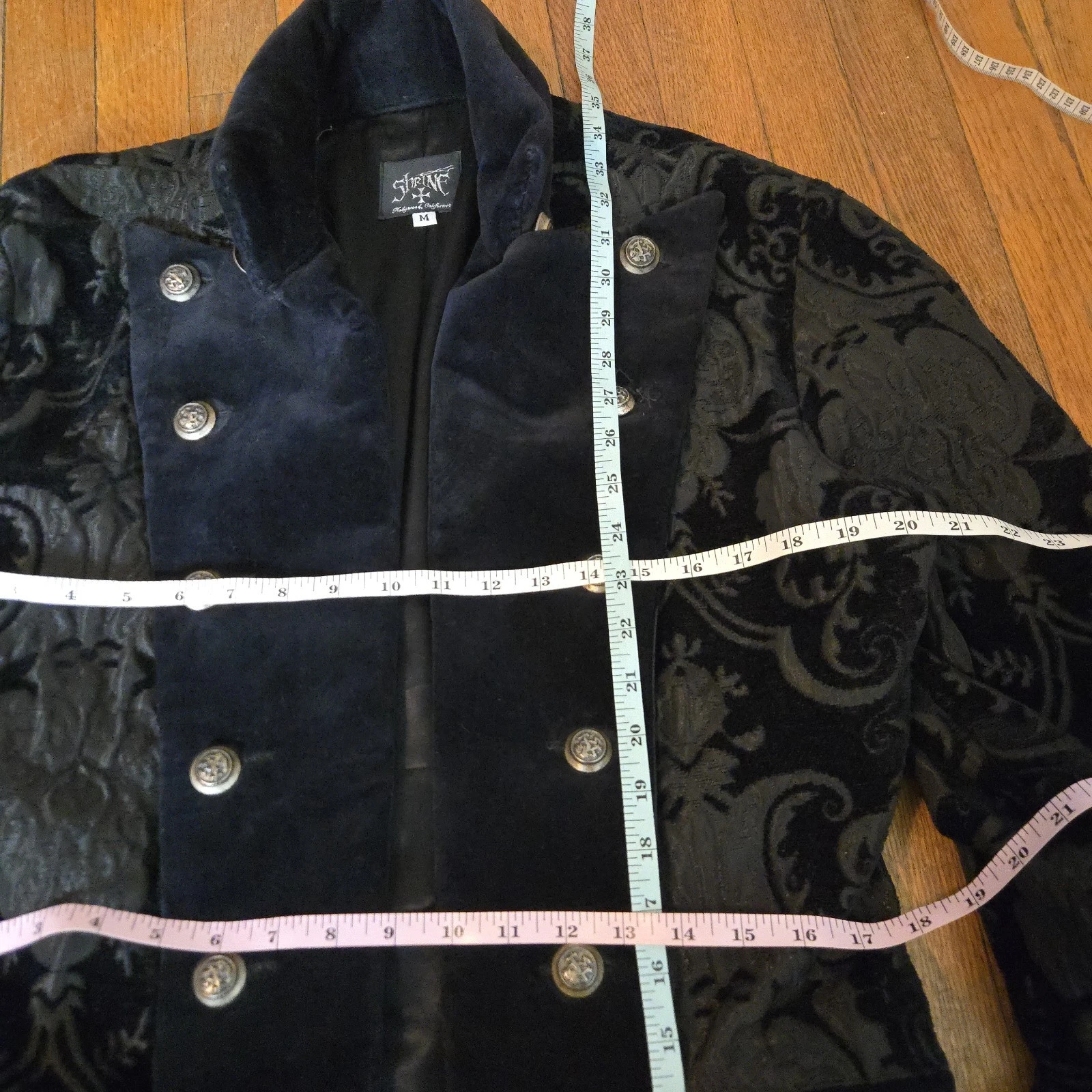 Shrine Hollywood California black brocade gothic steampunk military vampire coat image 4