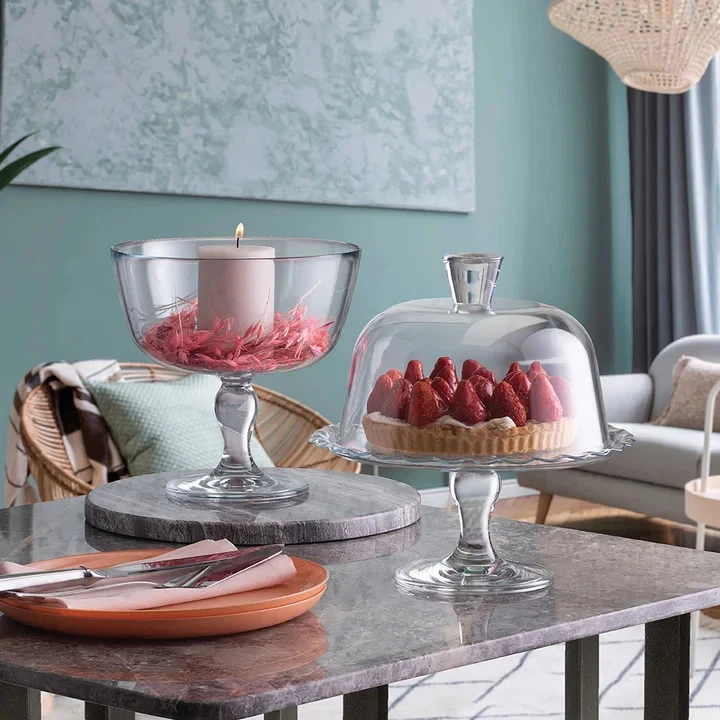 ALZATA IN VETRO PORTA DESSERT DOLCI CON CAMPANA DIAMETRO Ø 26 CM - Pasabahce - Immagine 4 di 4