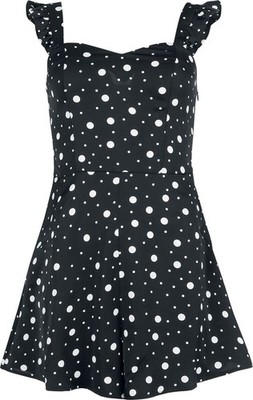 Voodoo Vixen Jumpsuit Damen Polka Dot Flutter Shorts Playsuit schwarz/weiß
