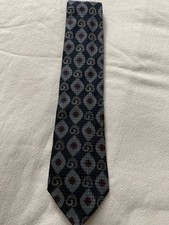 Como Collezione Men's Designer Tie Blue Gray Red Geometric Pattern