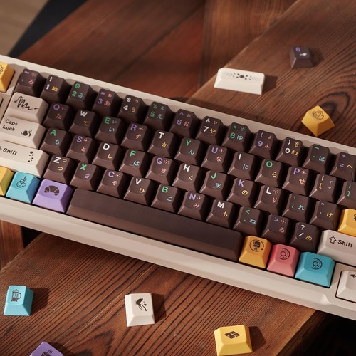 PBT Japanese Brown keycap Set 129 Keys Cherry Profile Cute Keycaps Custom Dye... - Picture 5 of 8