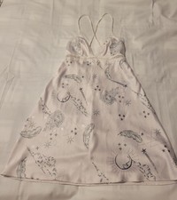 Victoria's Secret Slip Women's Celestial Lace Nightie Moon Stars White Gray, XS