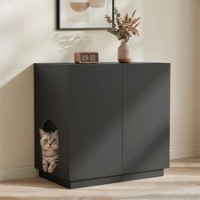 Large/Tall Litter Box Enclosure, Modern Wooden Litter Box Furniture for XL