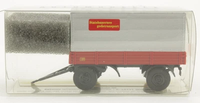 Anhänger Pritsche/Pl. "Statsbanernes godstransport" Brekina 1:87 H0 OVP [BK6-E8] - Bild 1 von 3