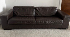 Brown Leather Sofa 4 Seater Solid/Plain 200cm W x 95cm L x 65cm H