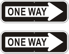 One Way Sign, 2 Pack One Way Signs Reflective with Right Arrow for Outdoor Str