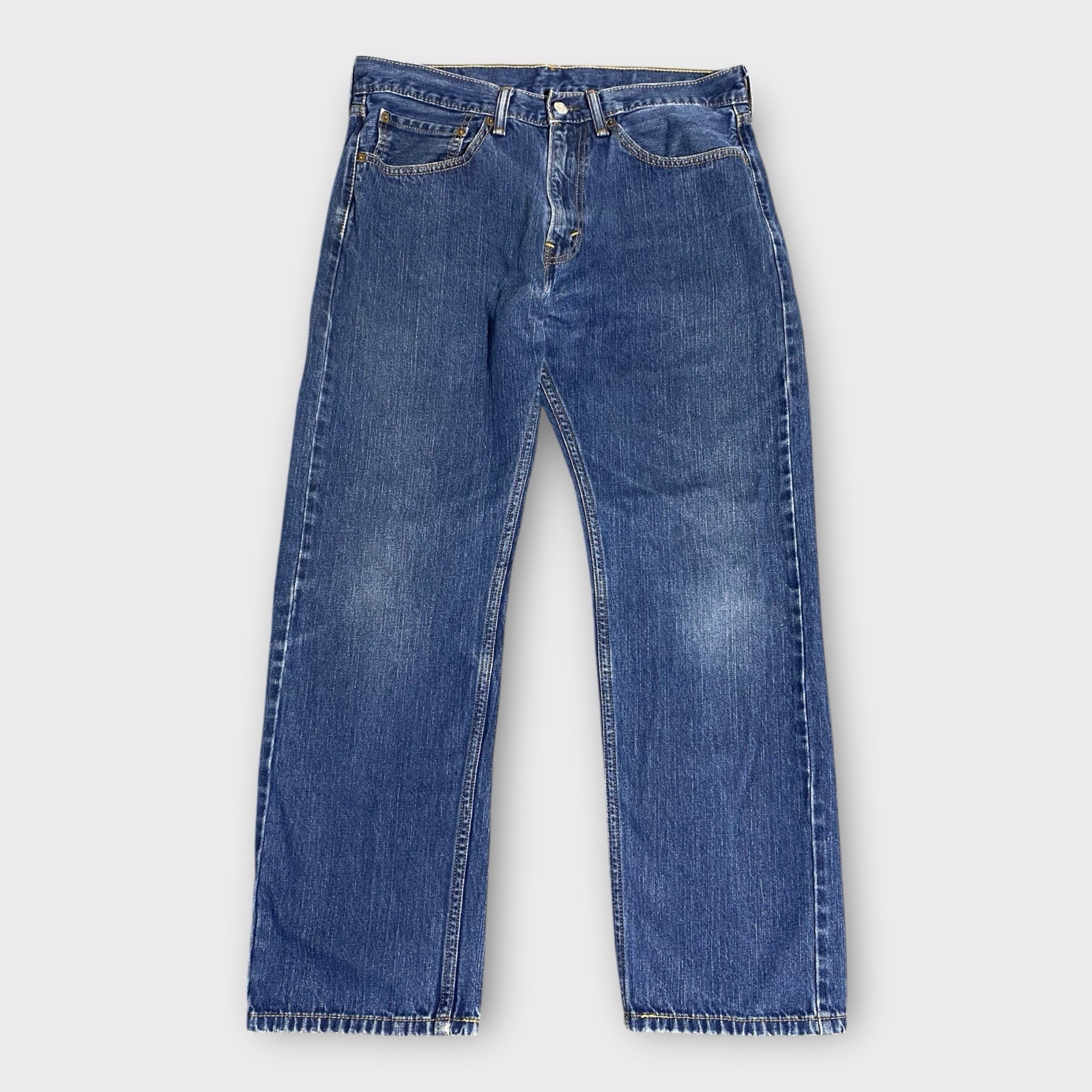 Levi’s 505 Jeans Mens 34x29 Blue Dark Wash Denim Regular Straight Fit Work Y2K