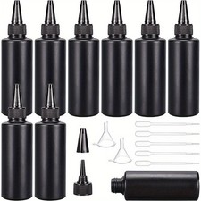 1Bag 150ml Black Plastic Squeeze Bottles Dispensing Condiment Bottles
