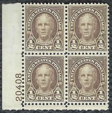 SC#653 - 1/2c Nathan Hale Plate Block of 4 MNH P#20408
