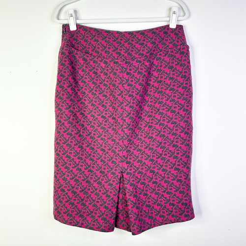 Anthropologie Eva Franco Skirt Women 12 Pink Pleated Pencil Wool Blend Regency - Picture 2 of 7