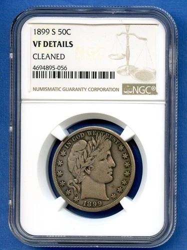 1899 S NGC Very Fine Details Barber Half Dollar 50c Silver US Mint Coin Cleaned