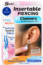 Swabx Insertable Piercing Cleaners Sturdy Tips Push Out Gunk, Odors 6 Count 