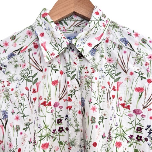 James Meade Liberty Floral Print Blouse Size UK 12 3/4 Sleeve Cotton Lightweight