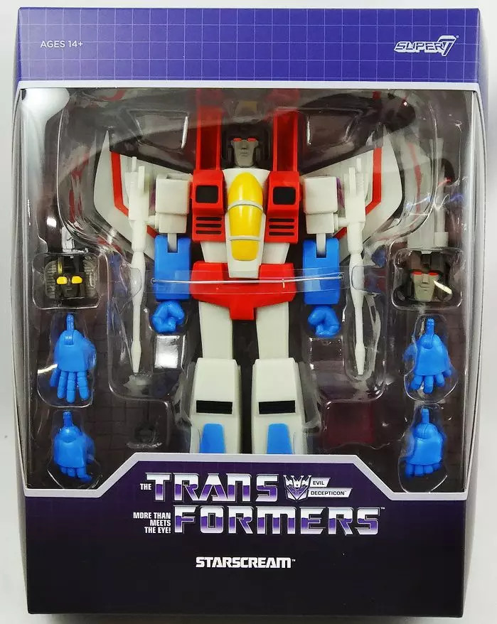 Starscream Transformers Super7 avec visages interchangeables et blasters
