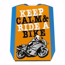 Keep calm & ride a bike Parkscheibe mit Motorrad Motiv in orange