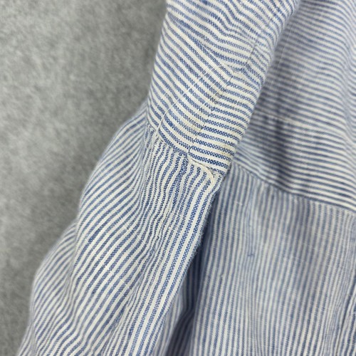 J. Crew Jumpsuit Size 6 Blue White Stripe 100% Linen Pockets Adj. Straps Belted - Picture 9 of 18