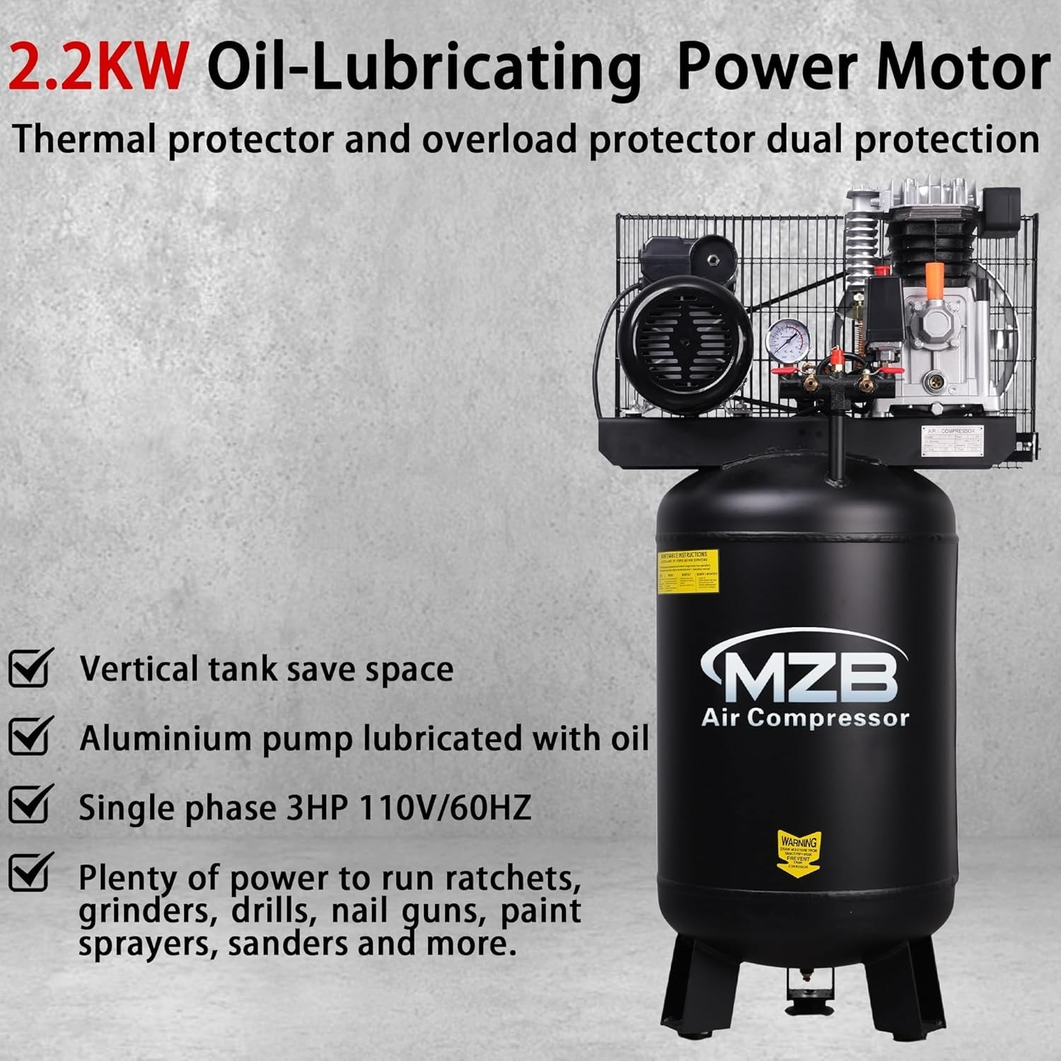 21.1 Gallon Ultra Quiet Air Compressor   with Wheels  Noise  for Auto Repair