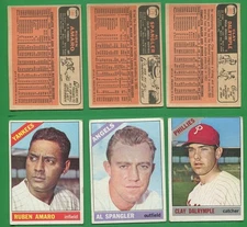 1966 Topps Baseball ~~ {3} ~~ AMARO ~ SPANGLER ~ DALRYMPLE ~~ 186, 173, 202