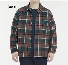 Eddie Bauer Men's 100 Cotton Brushed Twill Flannel Shirt Mocha Overland Plaid S