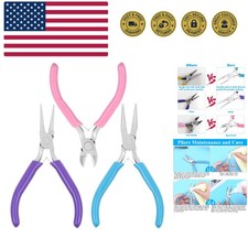 3pcs Jewelry Making Plier Tools with Needle/Chain/Round Nose Pliers and Wire ...