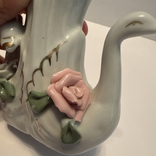Vintage Decorative Ceramic Swan Bud Vase Set Of 2 - Picture 14 of 17